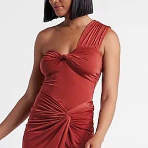 NWT Express Body Contour One-Shoulder Burnt Orange Bodysuit